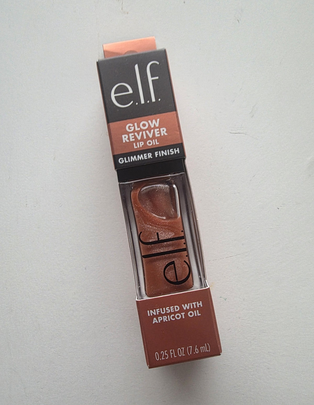 e.l.f. Glow Reviver Lip Oil Super-Neutral Glimmer, Apricot Oil, 0.25 fl oz